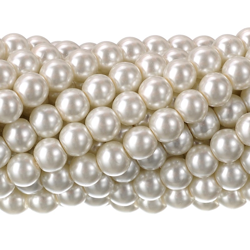 RUBYCA 200Pcs Czech Tiny Satin Luster Glass Pearl Round Bead for Beading Jewelry Making 4mm Cream - Image 1